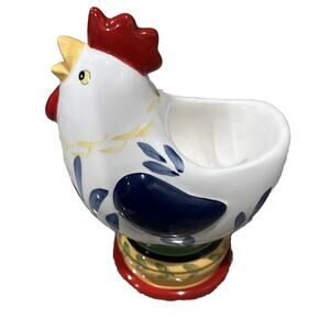 CHICKEN EGG / Sponge Ceramic Hen Holder Farm House Decor Kitchen Rooster